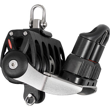 RF46530 - Orbit Ball Bearing 40mm Quin Block with Becket, Adjustable Cleat, Auto Ratchet - Swivel Shackle Head