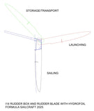 International 14 Rudder Vertical and Horizontal Foils - Assembled, Painted and Polished